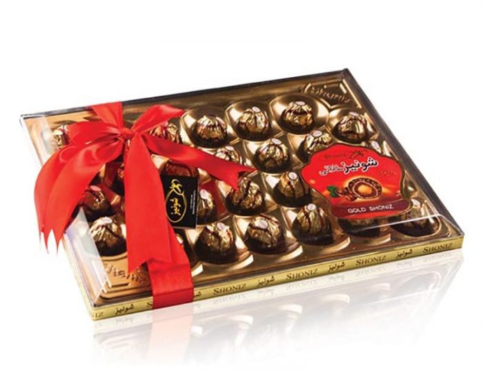 Gift box chocolate stuffed with hazelnuts 